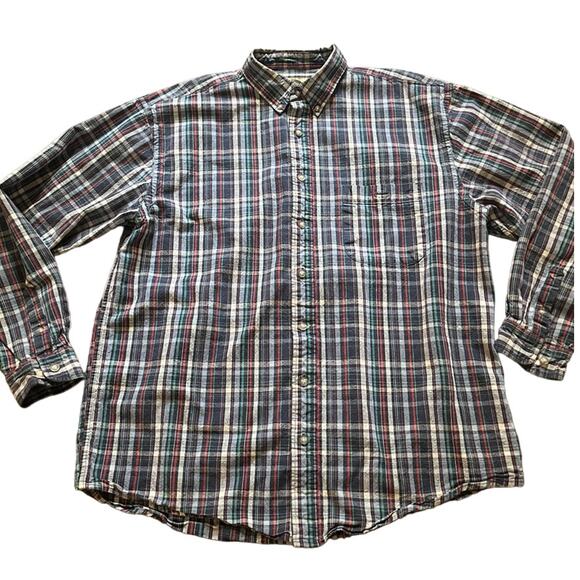 VTG EDDIE BAUER Long Sleeve Button Down Plaid Shirt SZ XL TALL - Picture 4 of 9